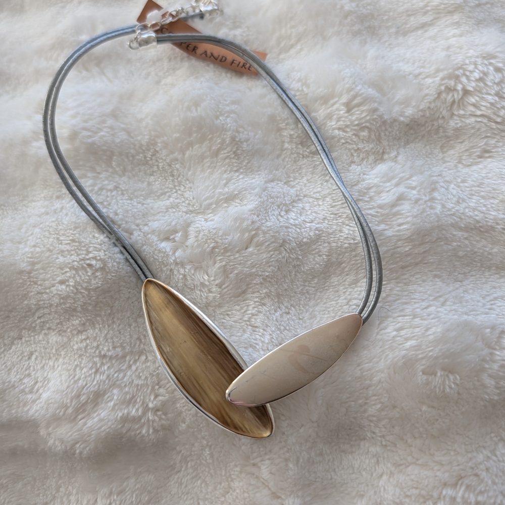 Copper And Fire- Artisan-Silver and Gold Tone Necklace